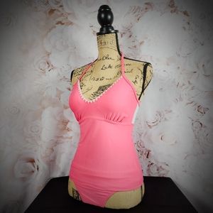 Bawdy Pink Halter Top Tankini